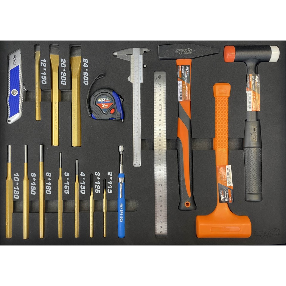 (M) - HAMMERS, PUNCHES & CHISEL SET - 19PC