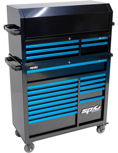 CUSTOM SERIES - ROLLER CABINET + TOPBOX 19 DRAWERS - BLUE