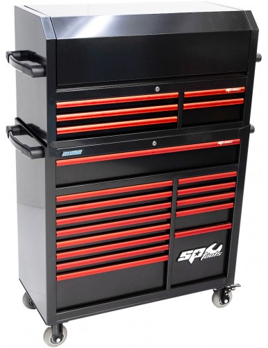 CUSTOM SERIES - ROLLER CABINET + TOPBOX 19 DRAWERS - RED