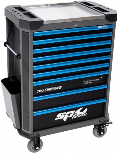 TECH SERIES - ROLLER CABINET 9 DRAWER - DIAMOND BLACK/BLUE