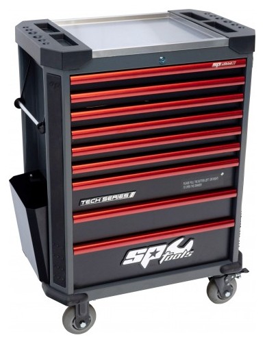 381PC TOOLKIT IN TECH SERIES ROLLER CAB 9 DRAWERS DIAMONDBLACK/ RED